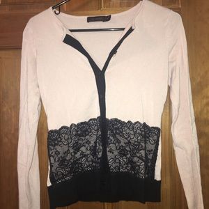 Half lace cardigan